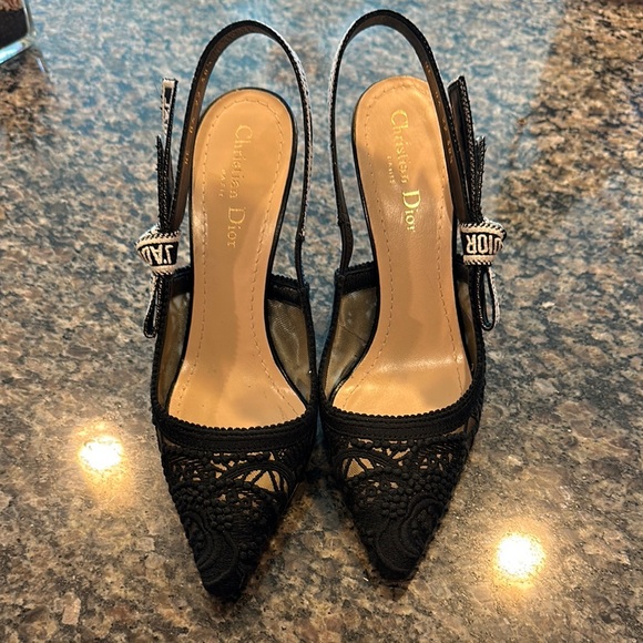 Dior Black Lace Slingback Heels - Picture 5 of 6